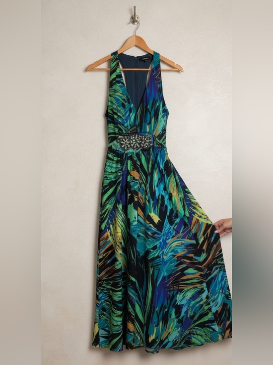 DJ Summers Dresses & Skirts - DJ Summers Tropical Leaf Flowy Maxi Dress Size 8